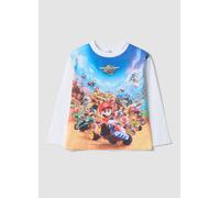NINTENDO, Camiseta Blanca De Algodón Puro Con Cuello Redondo Y Estampado De Mario Kart, Niño, Blanco, Talla: 7-8