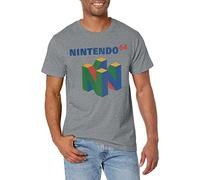 Nintendo Camiseta de Manga Corta con Logotipo N64 para Hombre, Athletic Heather, Large