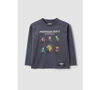 NINTENDO, Camiseta Gris De Algodón Puro Con Cuello Redondo Y Estampado Mario Kart, Niño, Gris oscuro, Talla: 4-5