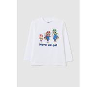 NINTENDO, Camiseta Manga Larga Estampado Super Mario™, Niño, Blanco óptico, Talla: 4-5