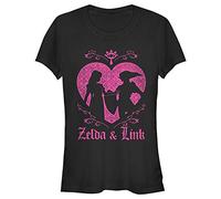 Nintendo Camiseta para mujer Link & Zelda Love Silhouette Crew Neck Graphic, Negro , S