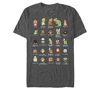 Nintendo Camiseta Pixel Cast, Carácter Htr, XL Hombres