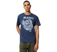 Nintendo Camiseta So Mario para Hombre, Azul Marino Jaspeado, Small