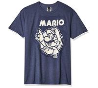 Nintendo Camiseta So Mario para hombre, Azul marino jaspeado, X-Large