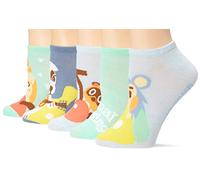 Nintendo Damen Animal Crossing - Paquete de 5 calcetines invisibles de Animal Crossing, Azul Turq Multi, 36-38