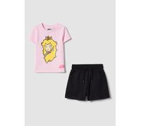 NINTENDO, Girls' Multicolour Stretch Cotton Set With Peach Print, Niña, Rosa/Negro, Talla: 7-8
