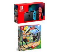 Nintendo Interruptor de 32 GB con los controladores de neón azul rojo de neón JoyCon anillo de ajuste del interruptor de Aventura