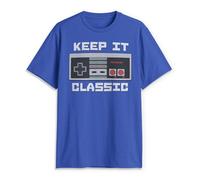 Nintendo Keep It Classic - Camiseta para Hombre - Azul - Large