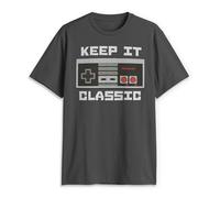 Nintendo Keep It Classic - Camiseta para Hombre - Gris - Small