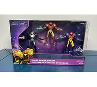 Nintendo Metroid Prime Samus - Figura de coleccionista de 6,3 cm, Paquete de 3 Unidades, con Licencia Oficial de Jakks Pacific, Incluye Traje Varia, Phazon y Gravity, diseños detallados, Embalaje de