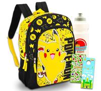 Nintendo Mochila Pokemon para niños de 8 a 12 años, paquete con mochila Pikachu de 16 pulgadas, carpeta de tarjetas Pokémon, botella de agua, calcomanías, más | Mochila Pokemon para la escuela, Varios