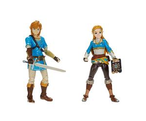 Nintendo Pack de 2 Figuras Link y Zelda 11 cm de Jakks Pacific, Las Figuras de Acción Tienen hasta 20 Puntos de Articulación e Incluyen Accesorios, Juguete para Niños Mayores de 3 Años