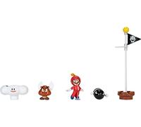 Jakks Pacific - Diorama Super Mario en la Nube 3 figuras 6cm 2 accesorios accionables - Juguete 3+
