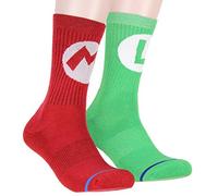 Nintendo Super Mario Mario y Luigi adultos traje de carácter Tripulación de 2 pares de calcetines