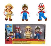 Nintendo Super Mario - Multipack Odyssey de 3 Figuras Mario de 10 cm - Las Figuras Tienen hasta 11 Puntos de Articulación y Poses Únicas - Juguete para Niños 3 Años +