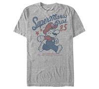 Nintendo Super Mario Running Profile 1985 Camiseta para Hombre, Athletic Heather, XX-Large