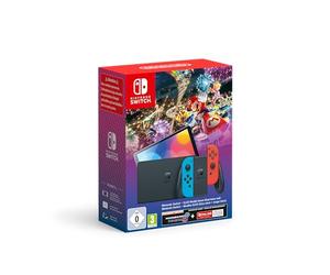 Nintendo Switch Modelo OLED Azul Neón/Rojo Neón + Mario Kart 8 (código descarga) + 3 meses NSO