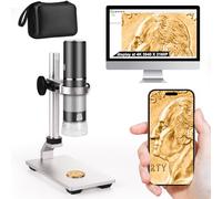 Ninyoon 4K Microscopio WiFi con Soporte Profesional + Estuche para iPhone Android PC, 50-1000X Microscopio Digital USB HD Cámara para Todos Los Móviles iPad Android Tablet Windows Mac Chrome Linux