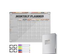 Ninyoon Calendario Planificador de comidas para nevera, Pizarra de Borrado en Seco de Menú de Nevera de Acrílico Magnético con 6 Marcadores - 1 Juego (Negro - 25x33cm - Semanal)