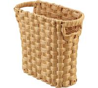 NiOffice Papelera de mimbre tejida a mano con asas integradas, mini cubo de basura multifuncional y organizador para el hogar y la oficina, diseño compacto y construcción duradera con artesanía fina