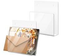 NiOffice Paquete de 2 soportes magnéticos acrílicos para archivos con panel de visión transparente para notas, recetas, documentos y más, fácil de instalar y eficiente en el espacio para