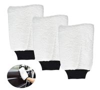 NIOIPXA Manoplas de lavado de coche, paquete de 3 manoplas de microfibra para secado de lavado de coche, guantes de lavado de coche para lavado y detalles de automóviles (blanco)