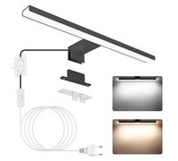 NIORSUN Lámpara Espejo Baño 12W 40cm Temperatura de Color Dual 4000K 6000K, 1100lm, Aplique Espejo de Baño Impermeable IP44, 3 Métodos de Instalación(Negro)