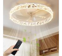 NIORSUN Ventilador de techo LED de 40 cm con luces y aplicación remota, 3000 K/4500 K/6000 K, sin pasos, regulable de perfil bajo, ventilador de techo de montaje de techo, 6 velocidades para