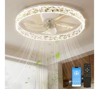 NIORSUN Ventilador LED de 20 pulgadas con luces y aplicación remota, regulable bajo perfil, ventilador de techo de montaje para empotrar, cambio de temperatura de color sin paso y 6 velocidades