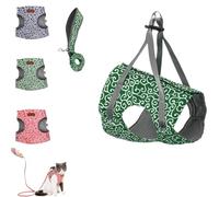 Niowatched Cat Vest Harness and Leash, Anti-Break Away Chest Strap Clothes, Cat Dogs Vest Harness and Leash Anti-Break Away Chest Strap Clothes, For Outdoor Travel Walking (Green,XS)
