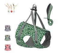 Niowatchted Cat Vest Harness and Leash, Anti-Break Away Chest Strap Cat Clothes, Escape-Proof Adjustable Design with Breathable Mesh, 4-Point Secure Fit for Kittens/Small Dogs (M,Green)