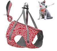 Niowatchted Cat Vest Harness and Leash, Anti-Break Away Chest Strap Cat Clothes, Escape Proof Harnesses Come with Adjustable Straps for Large and Small Kittens Dogs (Red,L)