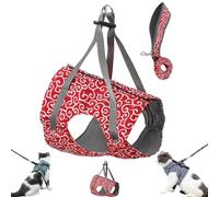 Niowatchted Cat Vest Harness and Leash-Anti-Break Away Chest Strap Cats Clothes-Adjustable Soft Kitten Vest Harness for Comfortable Outdoor Walking (Red,L)