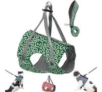 Niowatchted Cat Vest Harness and Leash-Anti-Break Away Chest Strap Cats Clothes-Adjustable Soft Kitten Vest Harness for Comfortable Outdoor Walking (Green,L)