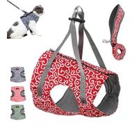 Niowatchted Cat Vest Harness and Leash, Nio Watchted Cat Dogs Vest Harness. Soft, Breathable and Comfortable Double Lock Buckle for Safe Traction (Red)