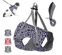 Niowatchted Cat Vest Harness and Leash, Nio Watchted Cat Dogs Vest Harness. Soft, Breathable and Comfortable Double Lock Buckle for Safe Traction (Blue)
