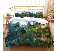 NIOYNJIS El juego de cama está compuesto de 100% microfibra de alta calidad, 2 tapas de almohada, arroces en terraza al amanecer en Bali, Indonesia, 200 x 228 cm