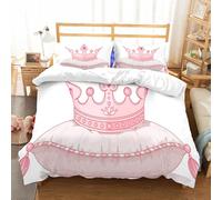 NIOYNJIS El juego de cama está compuesto de 100% microfibra de alta calidad, 2 tapas de almohada, reina, estilo de dibujos animados, bonita corona de princesa rosa en Fairy Tail,200 x 228 cm
