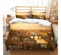 NIOYNJIS Juego de ropa de cama 100% algodón, vista al puente Ponte Vecchio al atardecer, Florencia, Italia y todo también recomendado para personas con sensibilización cutánea, 200 x 228 cm