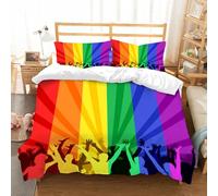NIOYNJIS Juego de ropa de cama King - Funda de edredón de plumón, juego de funda de microfibra suave con 2 fundas de almohada, decoraciones de orgullo, celebrando el Día Internacional de la Comunidad