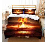 NIOYNJIS Juego de ropa de cama tamaño King - Funda nórdica de plumón, juego de funda de microfibra suave con 2 fundas de almohada, potente explosión nuclear bomba en el océano. Guerra nuclear. Alta