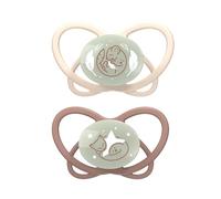 nip - Butterfly Night | 5-18 meses | Pack de 2 | Chupete para bebés amigable con la lactancia y los dientes con botón luminoso, incluye caja de chupetes. Chupete sostenible con suave tetina de