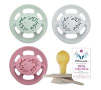 nip Cherry Green | 0-6 meses | 4 unidades, amigable con la mandíbula, amigable con la mandíbula, chupete de materias primas naturales, rojo/gris