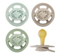 nip - Cherry Green | A partir de 6 meses | Juego de 4 chupetes para bebés, aptas para la lactancia y respetuosas con los dientes, tetinas sostenibles de materias primas naturales, verde claro/marrón