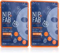 Nip + Fab Glycolic Acid Fix Extreme | Mascarilla de Burbujas | 2% Ácido Glicólico | Ácido Hialurónico | Carbón | Máscara De Peeling | 23 g (Paquete de 2)