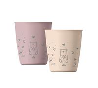 nip - Vaso | Vaso sostenible e irrompible con borde redondeado para bebés a partir de 12 meses. Vasos ergonómicos para niños de más de 90% recursos renovables | 2 unidades, color rosa
