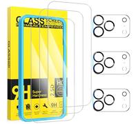 Niphabe 3 piezas de cristal templado para iPhone 17 Pro con 3 piezas de protección para cámara, película protectora antiarañazos dureza 9H, instalación fácil sin burbujas, HD claro, ultra resistente