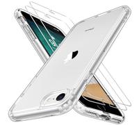 Niphabe Klar Hülle Kompatibel mit iPhone SE/8/7 mit 2 Stück Panzerfolie, funda rígida para PC no Vergilbung Kratzresistente Rückseite Stoßfest Schutzhülle TPU Bumper iPhone 8/7/SE Hülle 4,7'' (Klar)