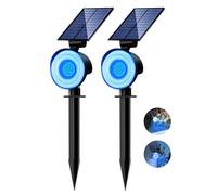 nipify 2 Piezas Luces Solares LED Exterior Jardin, [53 LED/3 Modos] Focos Led Exterior Solares Potente, Impermeable Luz Solar Jardin para Caminos, Patio, Terraza (Azul)