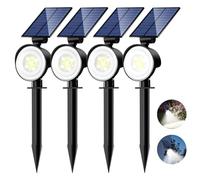 nipify 4 Piezas Luces Solares LED Exterior Jardin, 3 Modos Focos Led Exterior Solares Potente, Impermeable Luz Solar Jardin para Caminos, Patio, Terraza